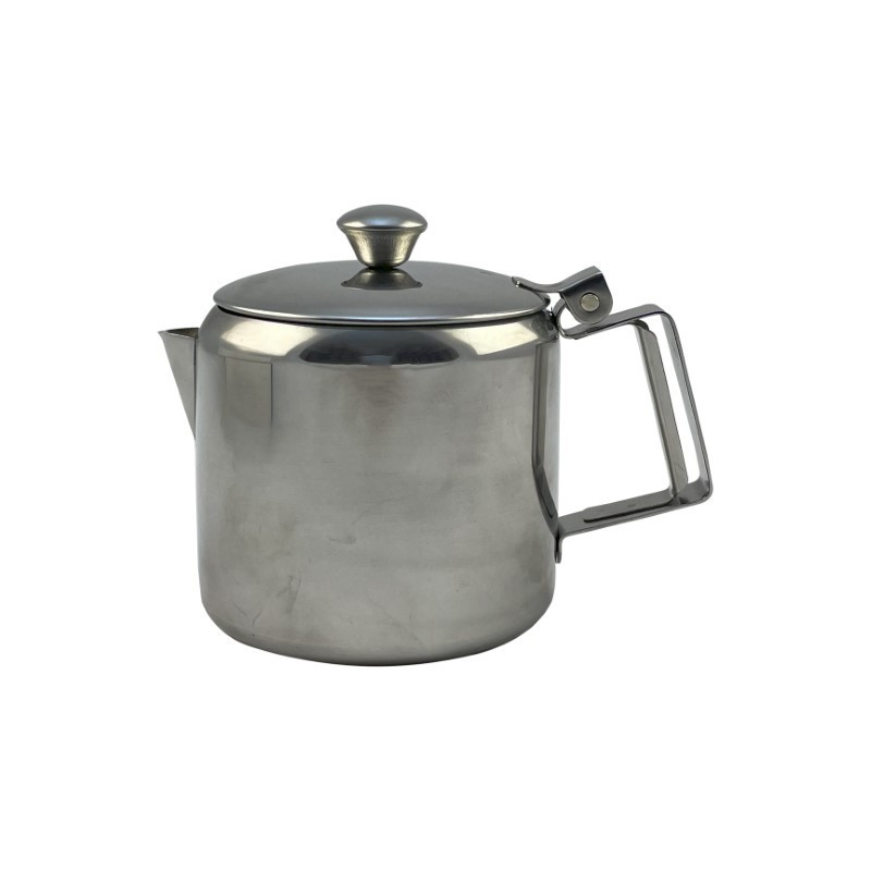 Latieră cu capac, recipient din inox pentru servit lapte frișcă și dulceață la cafea, prevăzut cu fantă de scurge și sită 0.6 L