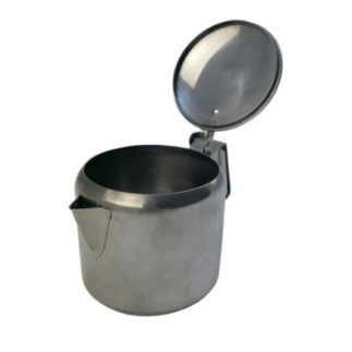 lătieră cană rotundă din inox cu capac și cioc pentru scurgere