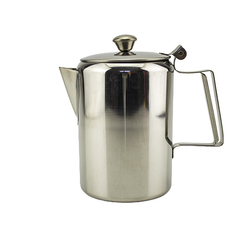 Latieră din inox cu mâner, capac și cioc de turnare, perfectă pentru prepararea cafelei, spumarea laptelui și cappuccino 1 L