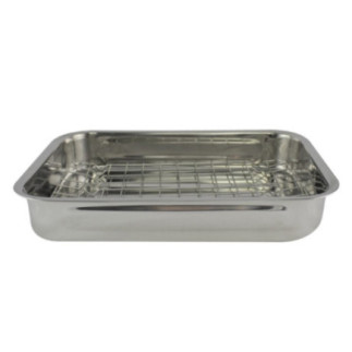 tavă dreptunghiulară din inox pentru gătit în cuptor tradițional cu grilaj interior