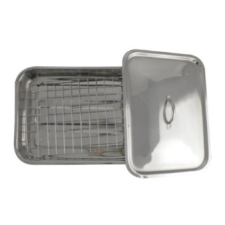 tavă dreptunghiulară din inox pentru cuptor cu grătar interior