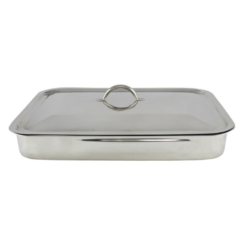 Tavă pentru cuptor cu capac, dreptunghiulară din inox, ideală pentru fripturi fragede și suculente