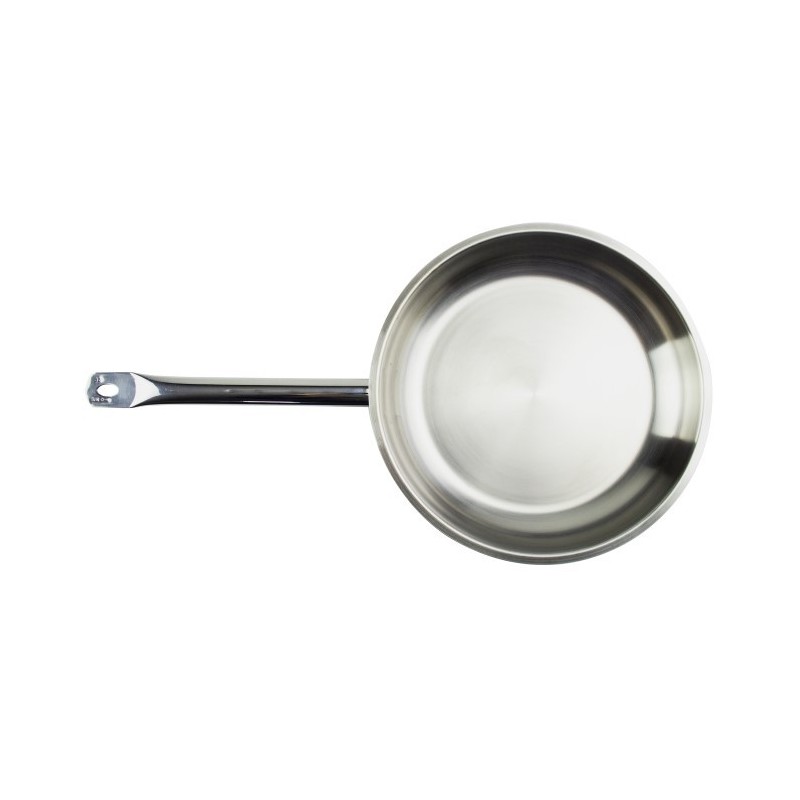 Tigaie gastro inox satinat, compatibilă cu inducție, ideală pentru prăjit și sotat, bază solidă pentru încălzire uniformă, 32 cm