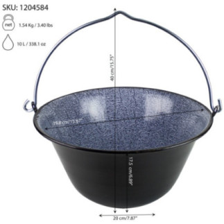 ceaun emailat tradițional cu specificații despre greutate capacitate și dimensiuni