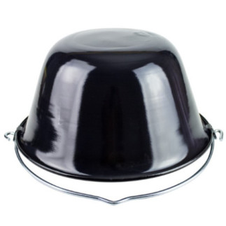 ceaun emailat negru cu o capacitate de 16l întors cu susul în jos