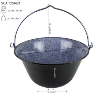 ceaun emailat cu mâner și informații despre dimensiuni greutate și capacitate