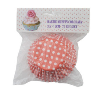 set de 75 de forme rotunde din hârtie specială colorată pentru copt muffins în ambalaj