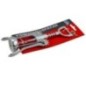 Tirbușon cu brațe din inox, funcție dublă, pentru extragerea cu ușurință a dopurilor de vin și desfacerea capacelor de sticle deschizător de vin cromat cu două mânere și desfăcător de capace așezat pe eticheta de carton colorată cu care vine ambalat