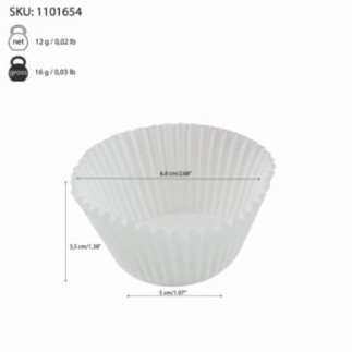 hârtie tip coșuleț pentru copt muffins cu informații despre dimensiuni