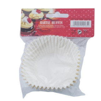 set de hârtii pentru copt muffins în ambalaj cu etichetă colorată