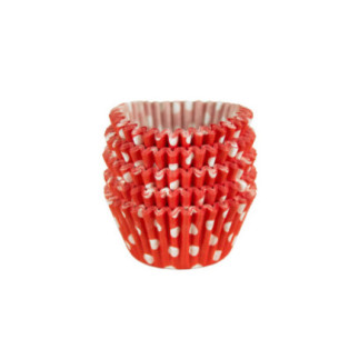 set de 100 de hârtii pentru copt prăjituri tip coșuleț polka dots