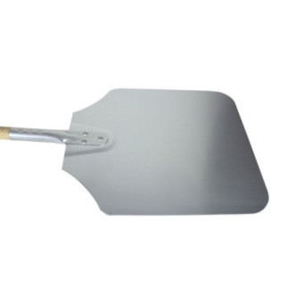 lopată pentru pizza cu cap pătrat plat din aluminiu și mâner din lemn