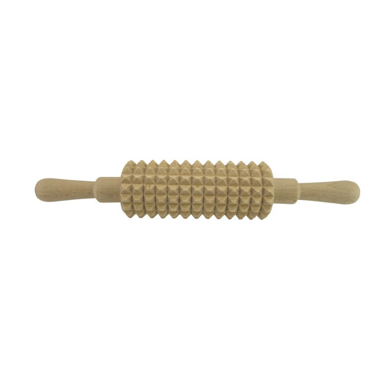 Făcălet din lemn cu două mânere și rolă cu zimți pentru frăgezit carnea